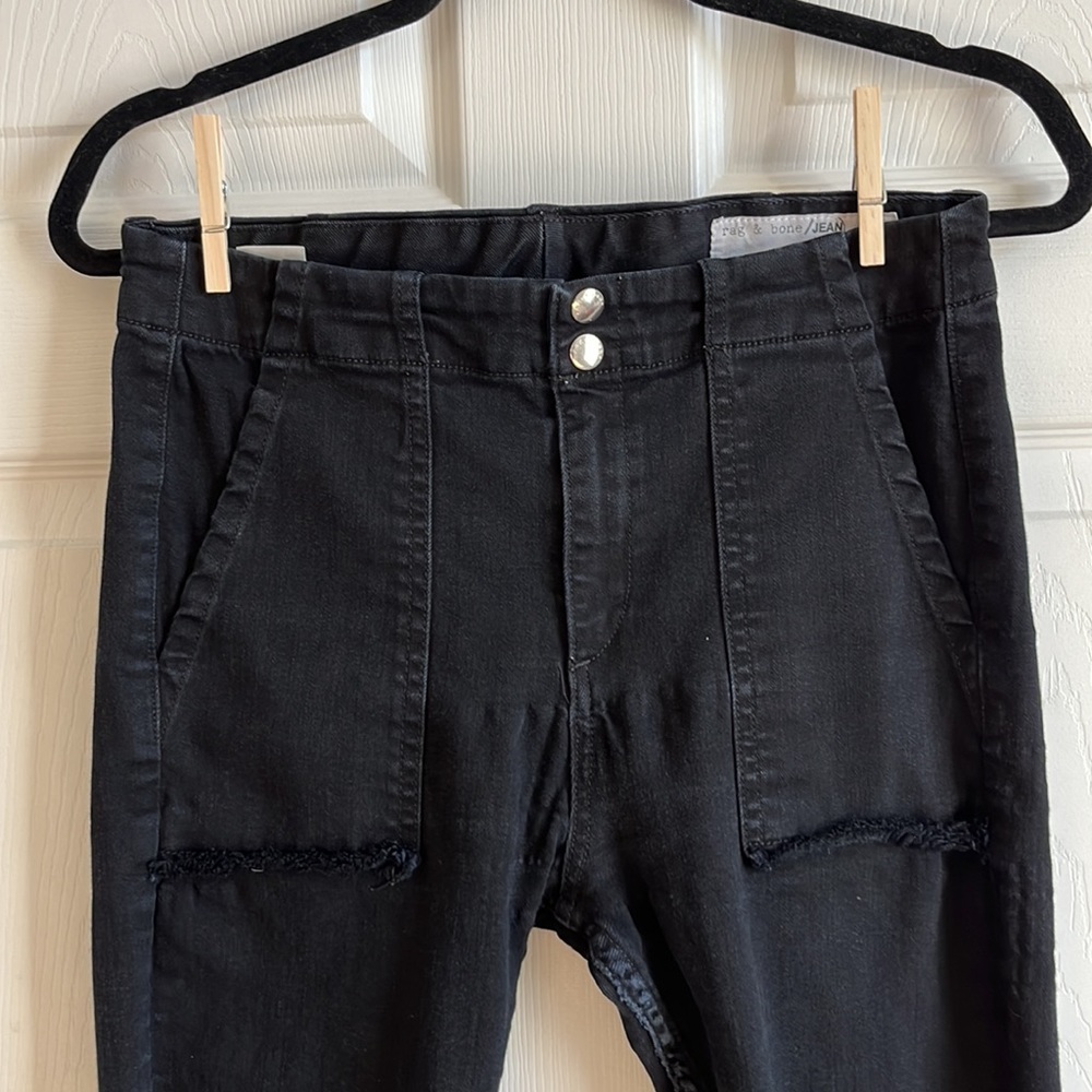Rag & Bone Denny High Rise Skinny Ankle Jean / Raw Hem / Black / SZ 28 - Picture 5 of 13